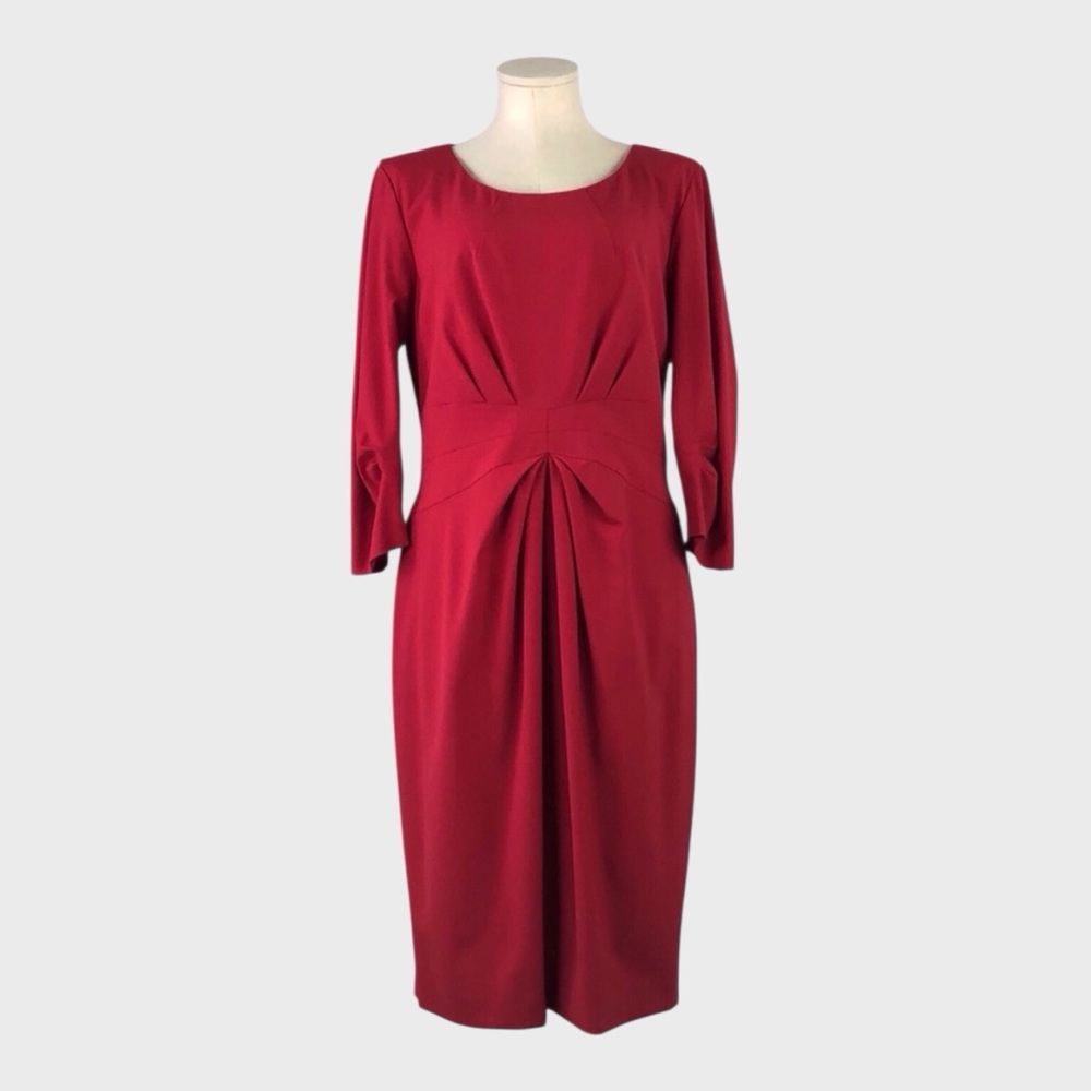 Lafayette 148 New York Sculpted Pleat Detail Midi Dress